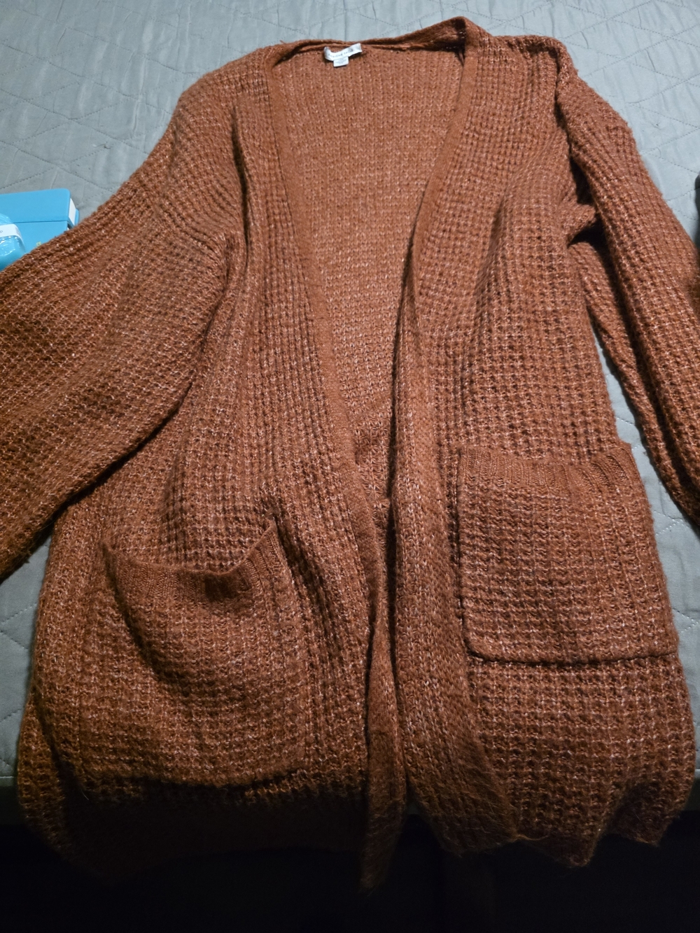 American Eagle Outfitters Chunky Open-Front Cardigan in Rust